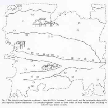 Click para ampliar. Pulsa en el nombre para ver la ficha. Papiro Artemidoro 03 - Esquema del mapa según B. Kramer